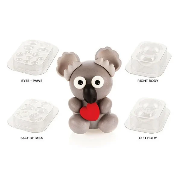 authentiques Kit Moules Chocolat Koala En PVC 15,5 Cm X H 16 Cm (x4) Silikomart Professional 3