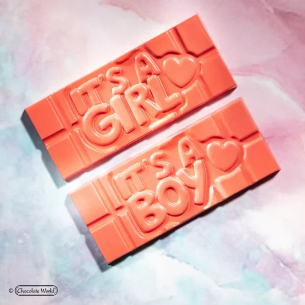 mode pas chere Moule Chocolat Tablette Gender Reveal (x4) Chocolate World 4