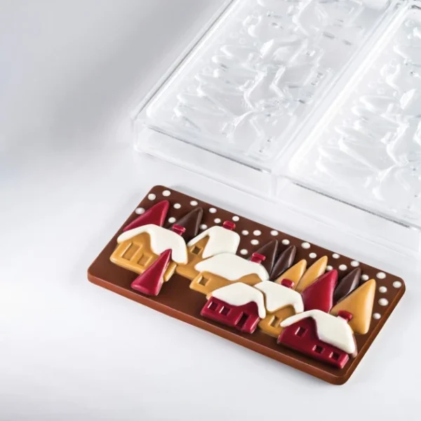 vente en ligne pas cher Moule Tablette Chocolat Village De Noël 15,4 X 7,7 Pavoni 3