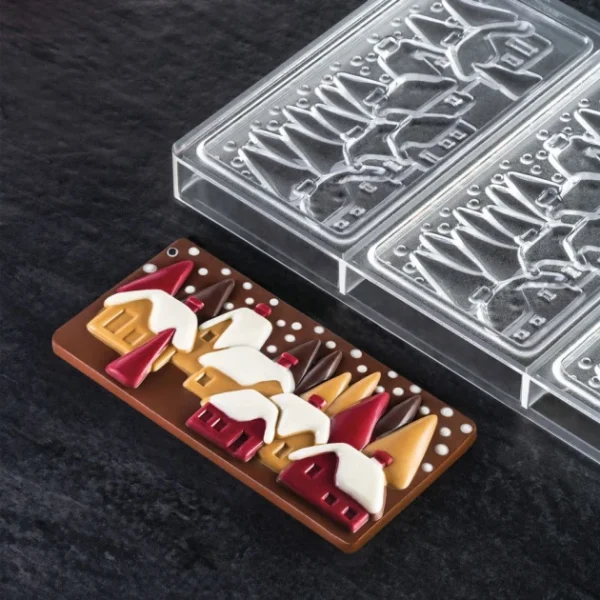 vente en ligne pas cher Moule Tablette Chocolat Village De Noël 15,4 X 7,7 Pavoni 4